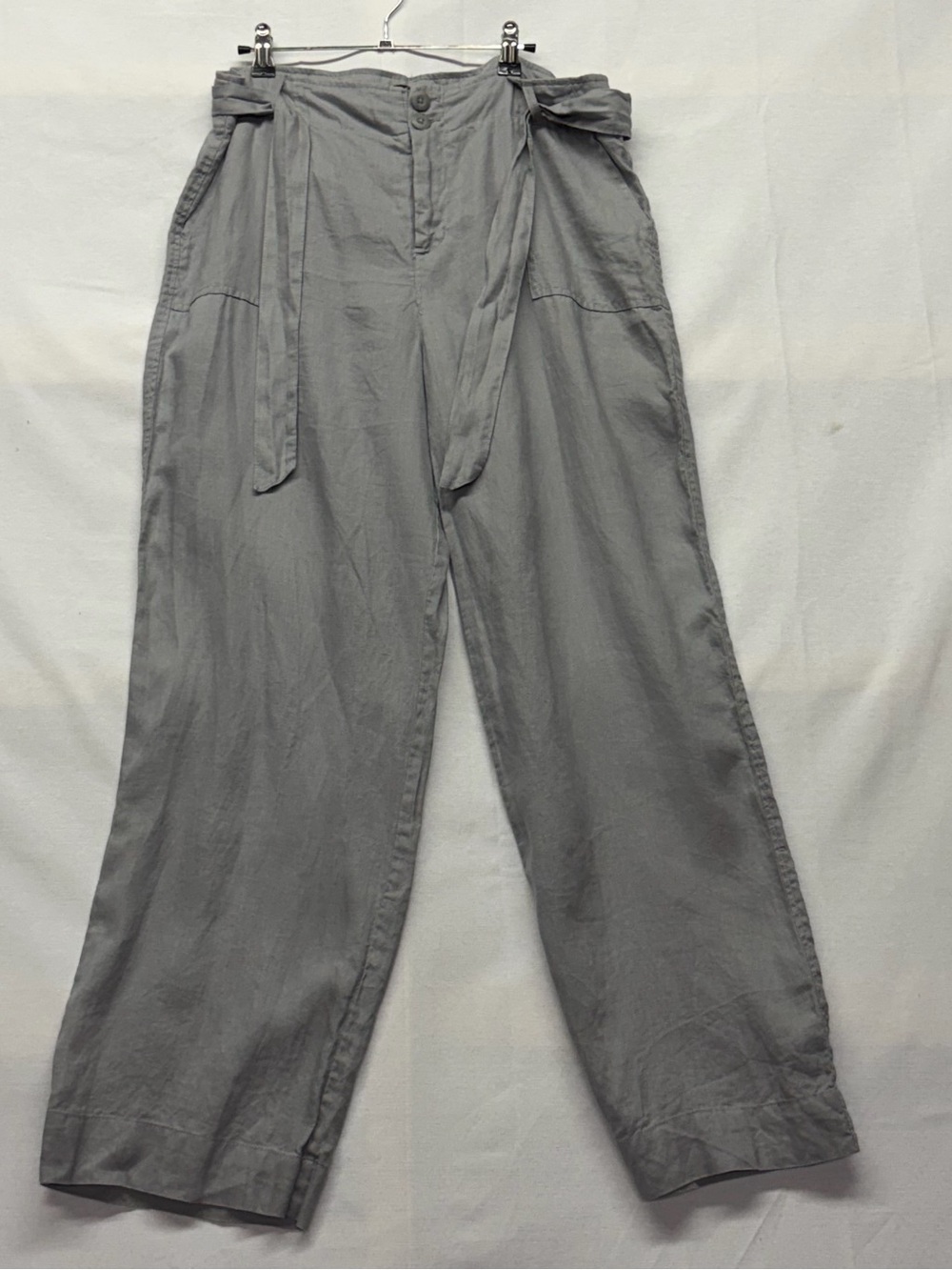 Adrienne Vittadini Light Gray Wide-Leg Linen-Blend Pants‎ size 14 - Picture 2 of 8
